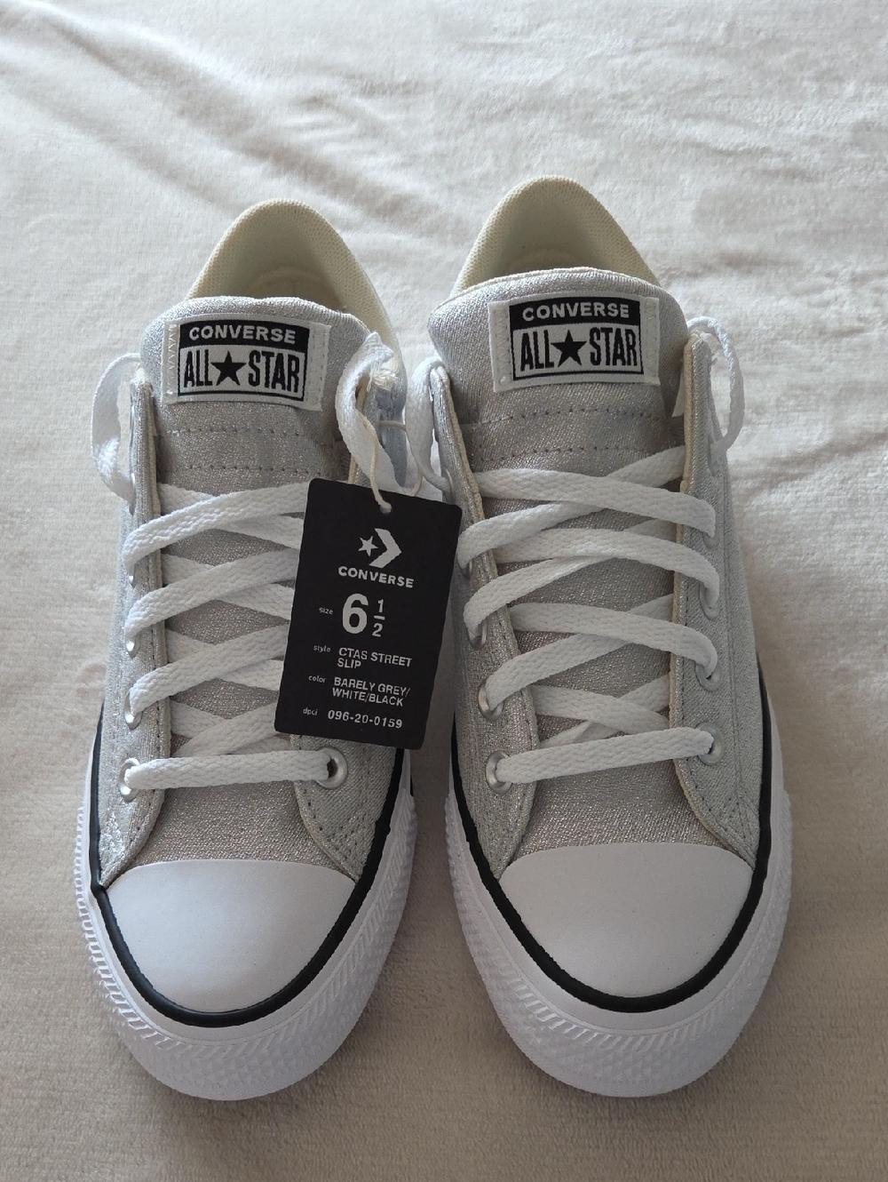 Women's Converse All Star Sneakers, Size 8.5, Color, Silver & White - Picture 3 of 8